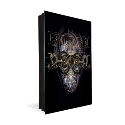 Key Organizer Cabinet and Magnetic Glass Doors with Design of Your Choice K05 Cyborg face