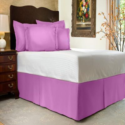 3 PC Premium Bed Skirt 100% Combed Cotton 600 Thread Counts King Size | Lavender Pleated Dust Ruffle Bed Skirt Collection 16" Drop Length Pleated Styling (Bed Skirt with 2 Pillow Shams)
