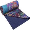 Beautiful Handmade Vintage Silk Sari Jari Patchwork Khambhadiya Kantha Quilt Reversible Bed Cover/Throw Blanket - Twin/Queen/King (Blue, 60X90 inches) view 4