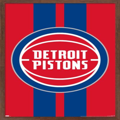 Trends International NBA Detroit Pistons - Logo 20 Wall Poster, 22.4L x 14.7W, Mahogany Framed Version