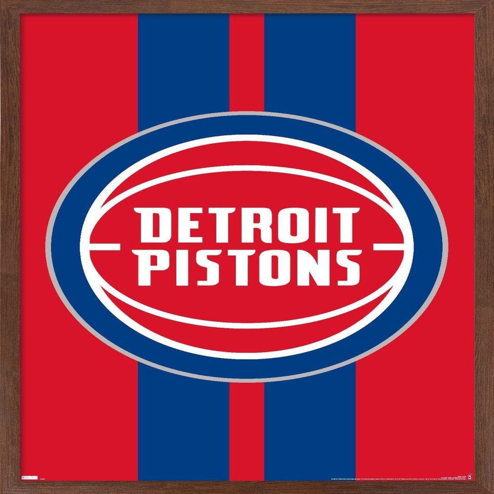 Trends International NBA Detroit Pistons - Logo 20 Wall Poster, 22.4L x 14.7W, Mahogany Framed Version
