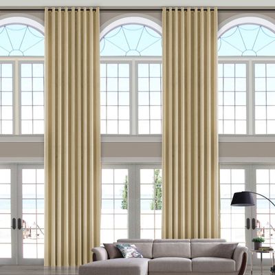 ChadMade 106 Wide x 180 Long Inches Velvet Curtain Panel Grommet Top Extra Long Drape High Ceiling Drapery for Loft Living Room Home Movie Theater Stage Auditorium, Cream (1 Panel), Leon Collection