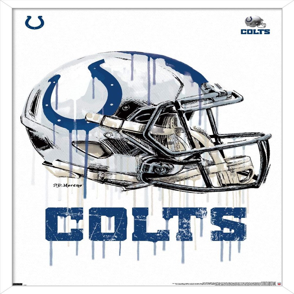 Trends International NFL Indianapolis Colts - Drip Helmet 20 Wall Poster, 22.375" x 34", White Framed Version