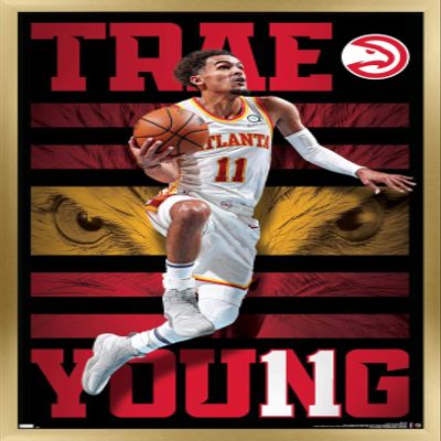 NBA Atlanta Hawks - Trae Young 20 Wall Poster, 34L" x 22.4W", Gold Framed Version