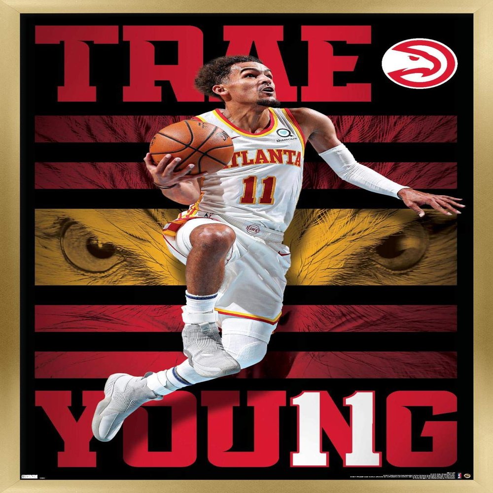 NBA Atlanta Hawks - Trae Young 20 Wall Poster, 34L" x 22.4W", Gold Framed Version