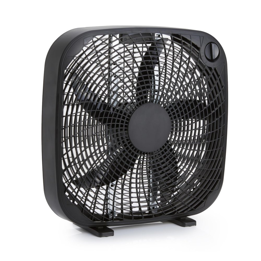 Amazon Basics 3-Speed Box Fan for Bedroom, Portable with Carry Handle, Powerful Airflow, 5 Blades, Lightweight Design, 67 Watts, 20-Inch, Black, 6.8"D x 20.86"W x 21.33"H