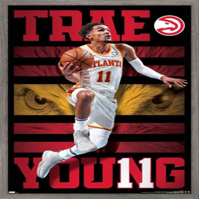NBA Atlanta Hawks - Trae Young 20 Wall Poster, 22.4L" x 14.7W", Barnwood Framed Version