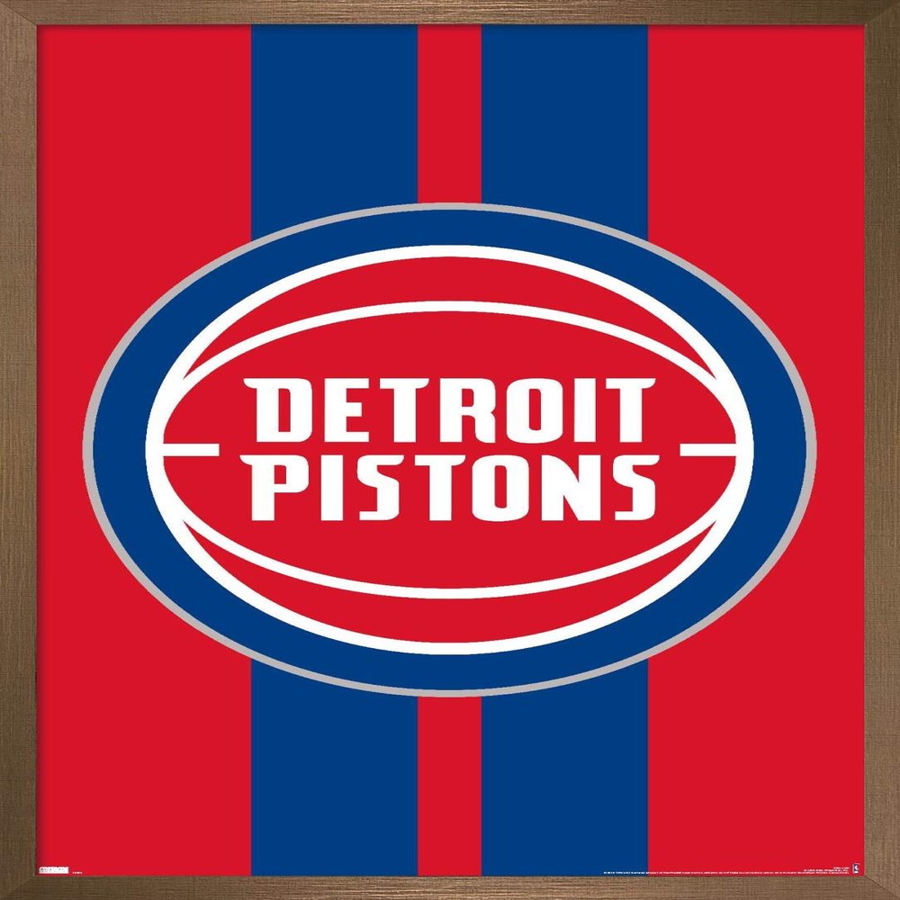 Trends International NBA Detroit Pistons - Logo 20 Wall Poster, 22.4L x 14.7W, Bronze Framed Version