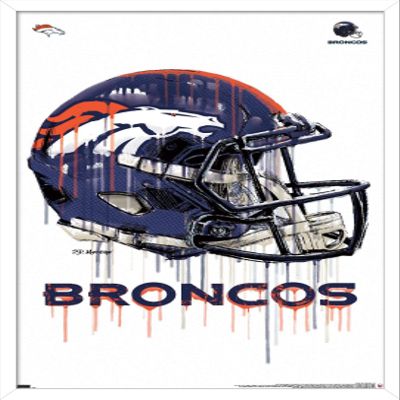 NFL Denver Broncos - Drip Helmet 20 Wall Poster, 34L x 22.4W, White Framed Version