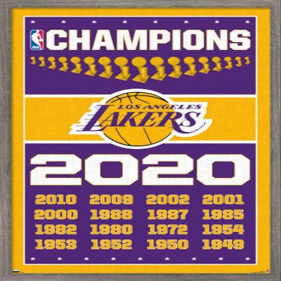 NBA Los Angeles Lakers - Champions 20 Wall Poster, 34L" x 22.4W", Barnwood Framed Version