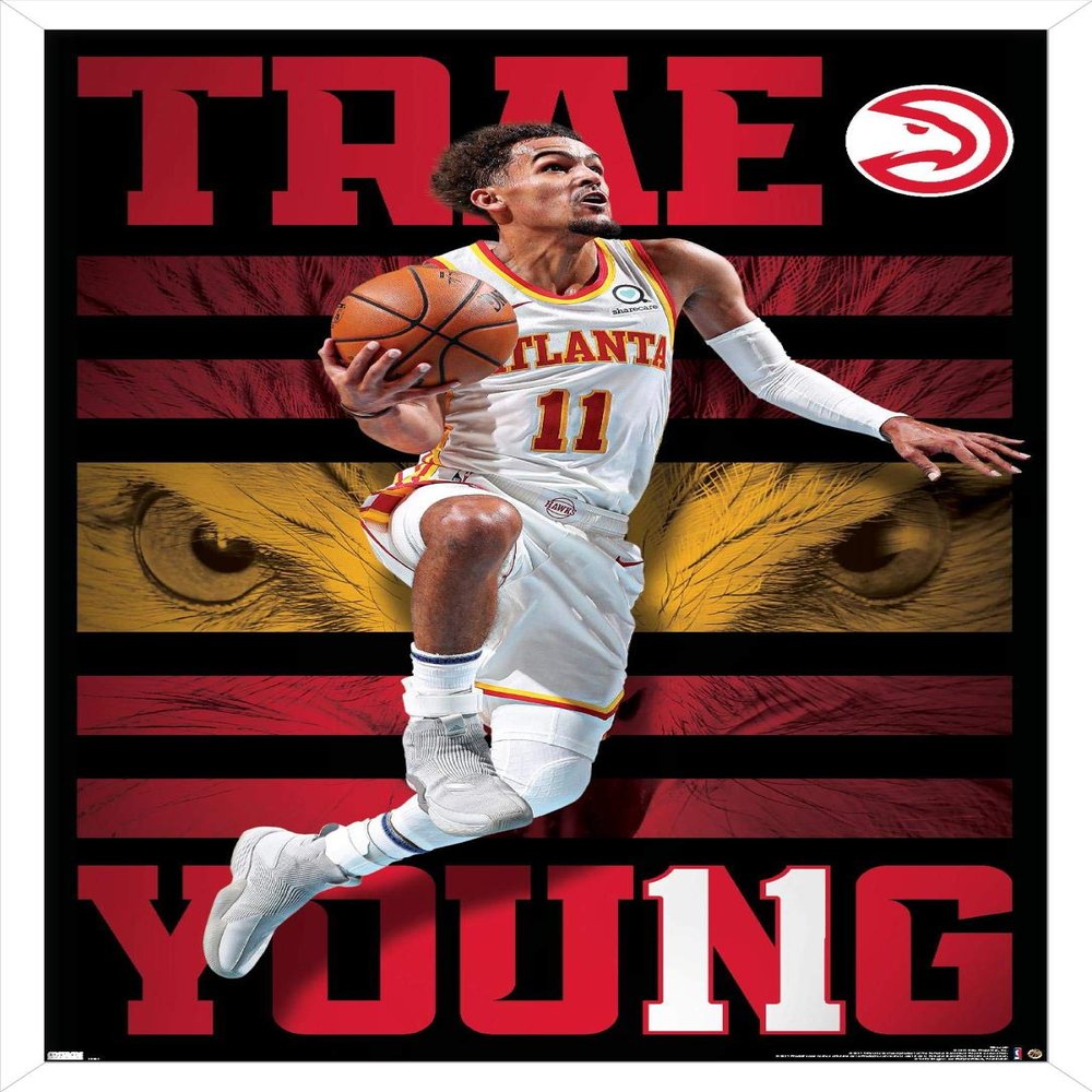 NBA Atlanta Hawks - Trae Young 20 Wall Poster, 34L" x 22.4W", White Framed Version