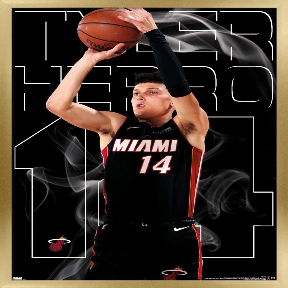 NBA Miami Heat - Tyler Herro 20 Wall Poster, 22.4L" x 14.7W", Gold Framed Version