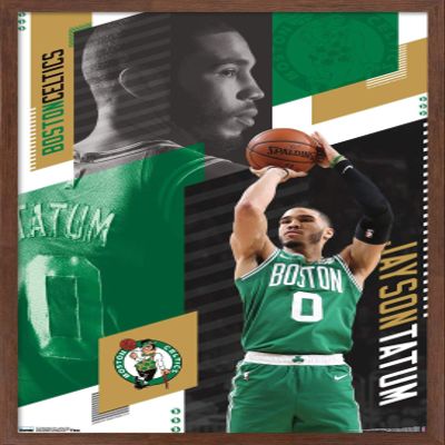 Trends International NBA Boston Celtics - Jayson Tatum 19 Wall Poster, 22.375" x 34", Mahogany Framed Version