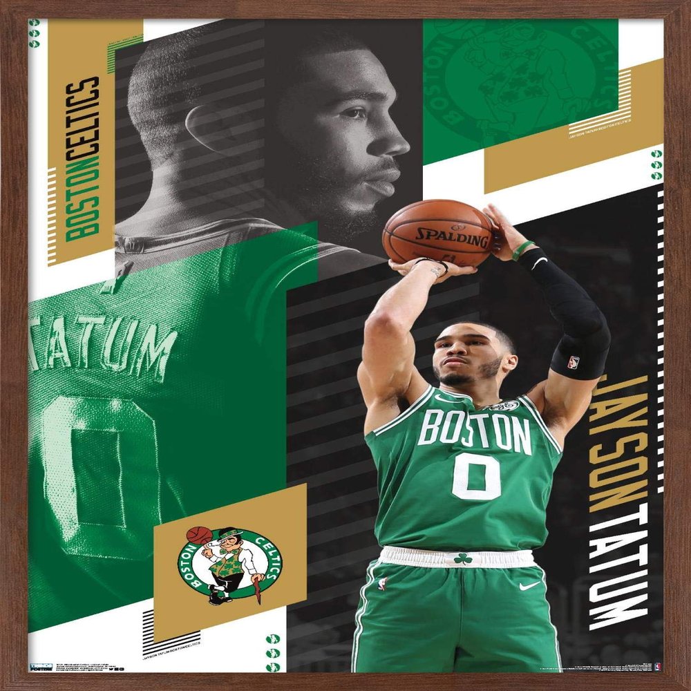 Trends International NBA Boston Celtics - Jayson Tatum 19 Wall Poster, 22.375" x 34", Mahogany Framed Version