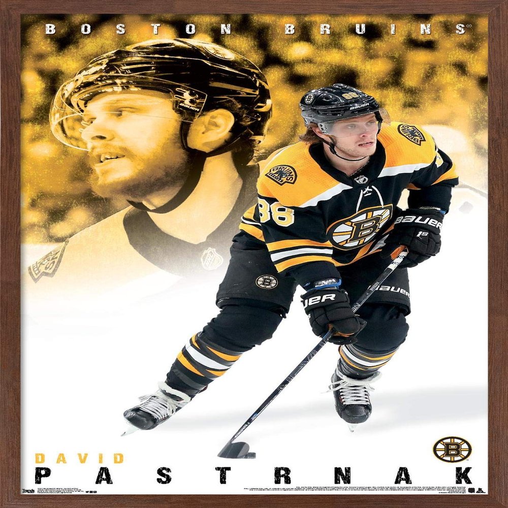 Trends International NHL Boston Bruins - David Pastrnk 19 Wall Poster, 22.375" x 34", Mahogany Framed Version