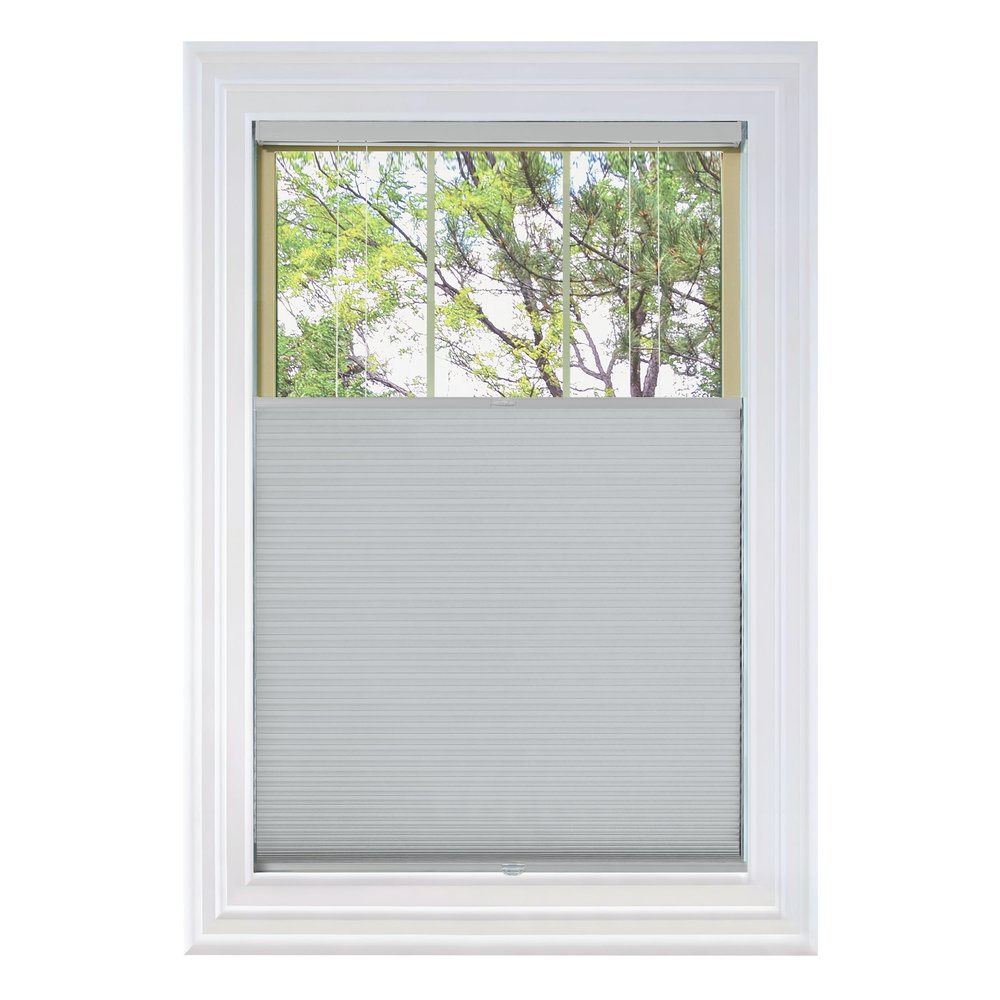 BlindsAvenue Cordless Top Down Bottom Up Cellular Honeycomb Shade, 9/16" Single Cell, Blackout, Gray Sheen, Size: 27" W x 48" H