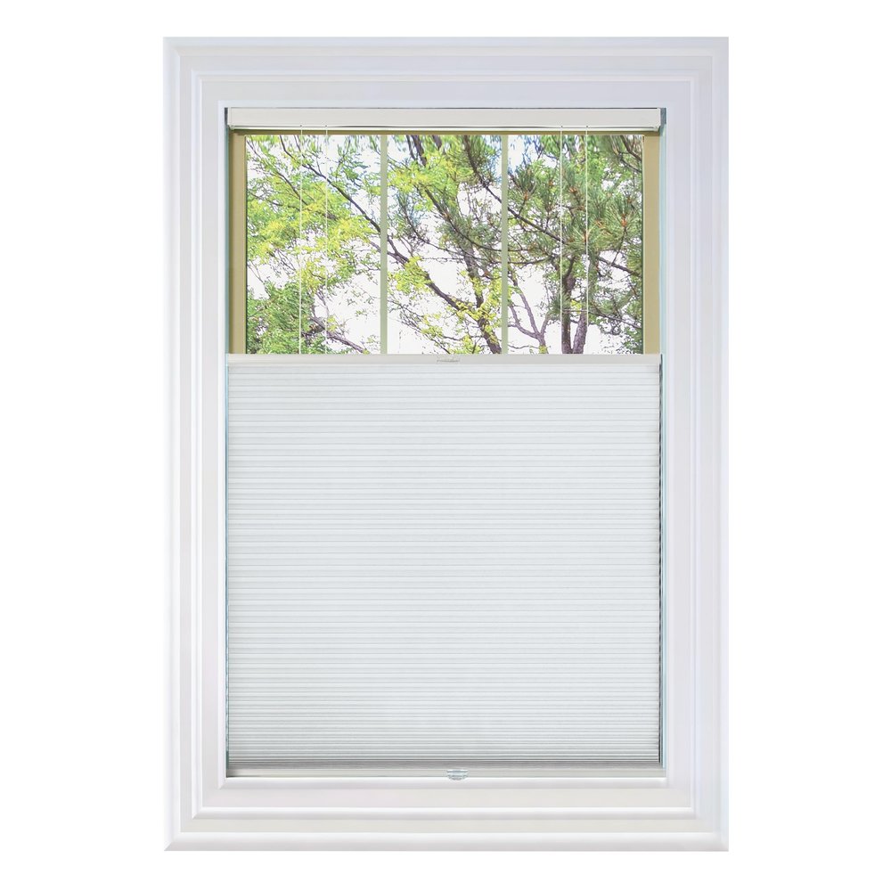 BlindsAvenue Cordless Top Down Bottom Up Cellular Honeycomb Shade, 9/16" Single Cell, Blackout, White, Size: 27" W x 48" H