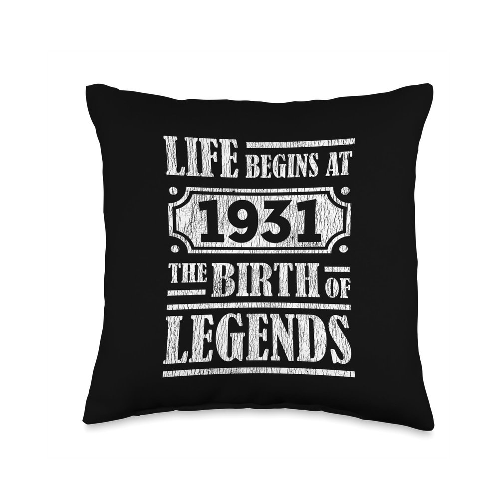 93 Year Old Life Begins 1931 Birth Of Legends 93rd Birthday Throw Pillow