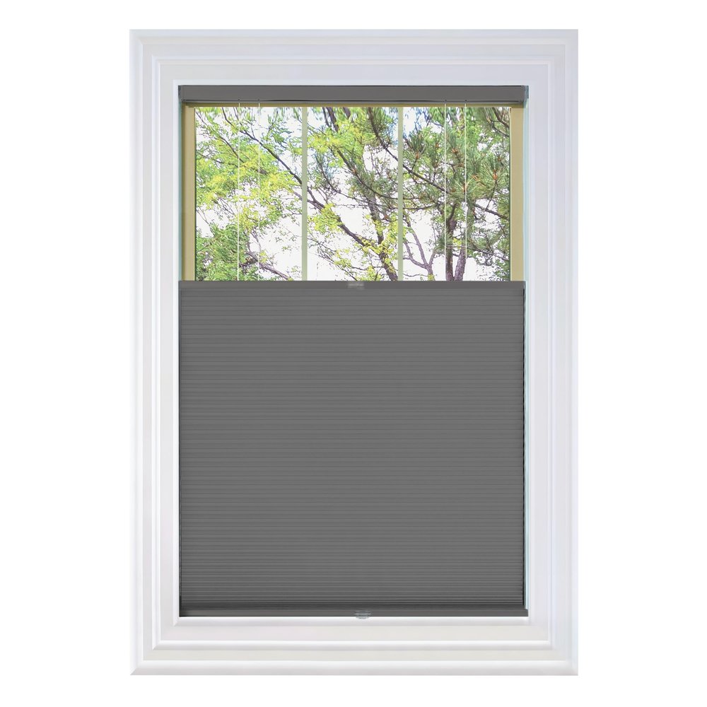 BlindsAvenue Cordless Top Down Bottom Up Cellular Honeycomb Shade, 9/16" Single Cell, Blackout, Anthracite, Size: 27" W x 48" H