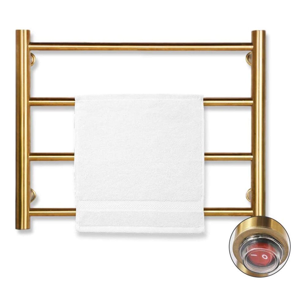 STZJBD Electric Bathroom Towel Radiator Towel Warmer, Chrome Hard-Wired and Wall-Mounted, 4 Heated Bars, Hot Towel Rack