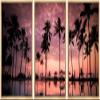 SIGNWIN Framed Canvas Wall Art Beautiful Sunset Reflection of Silhouettes Palm Trees Coastal Ocean Photography Modern Art Panoramic Relax/Calm for Living Room, Bedroom, Office - 16"x24"x3 Natural view 1