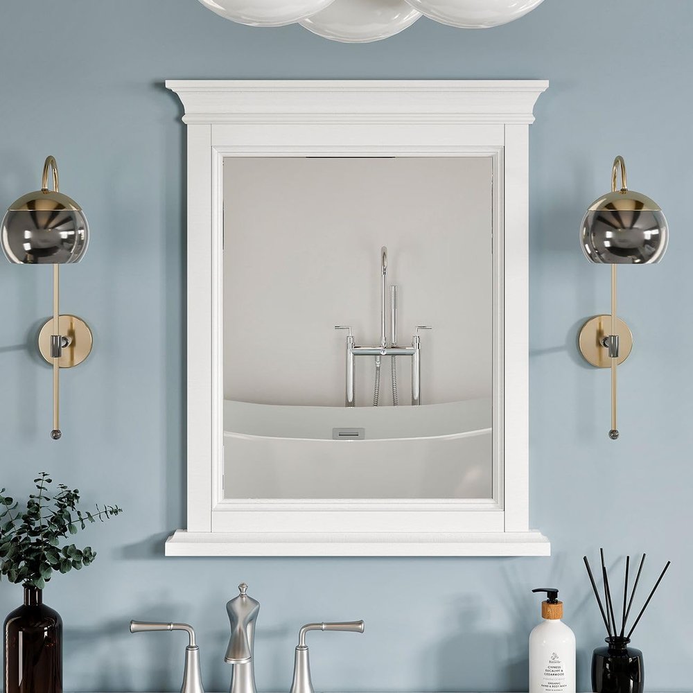 Eviva Britney 24" x 30" Rectangular White Wooden Framed Mirror