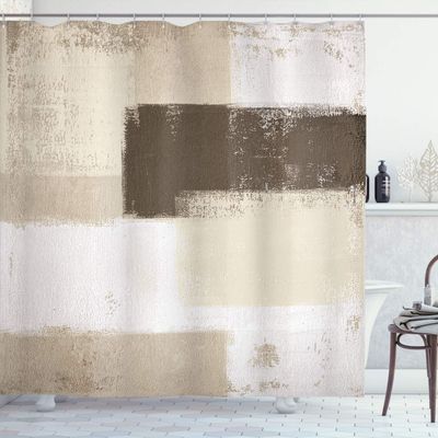 Ambesonne Abstract Shower Curtain, Abstract Grunge Style Brushstrokes Painting Contemporary Illustration, Cloth Fabric Bathroom Decor Set with Hooks, 69" W x 70" L, Dusk Sepia