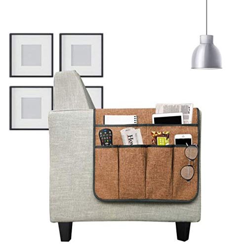 Armrest Caddy,Couch Caddy Remote Organizer Magazine Holders Armchair Caddy Arm Chair Remote Control Sofa Caddy Arm Rest Holder Pocket Organizer Space Saver for Remote,Cell Phone,Books,Pencils (Coffee)