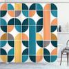 Ambesonne Retro Shower Curtain, Pop Art Funky Unusual Geometric Forms Mosaic Style Old Fashioned Graphic, Cloth Fabric Bathroom Decor Set with Hooks, 69" W x 84" L, Dark Teal view 1