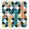 Ambesonne Retro Shower Curtain, Pop Art Funky Unusual Geometric Forms Mosaic Style Old Fashioned Graphic, Cloth Fabric Bathroom Decor Set with Hooks, 69" W x 84" L, Dark Teal view 2