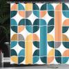 Ambesonne Retro Shower Curtain, Pop Art Funky Unusual Geometric Forms Mosaic Style Old Fashioned Graphic, Cloth Fabric Bathroom Decor Set with Hooks, 69" W x 84" L, Dark Teal view 3