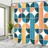 Ambesonne Retro Shower Curtain, Pop Art Funky Unusual Geometric Forms Mosaic Style Old Fashioned Graphic, Cloth Fabric Bathroom Decor Set with Hooks, 69" W x 84" L, Dark Teal view 4