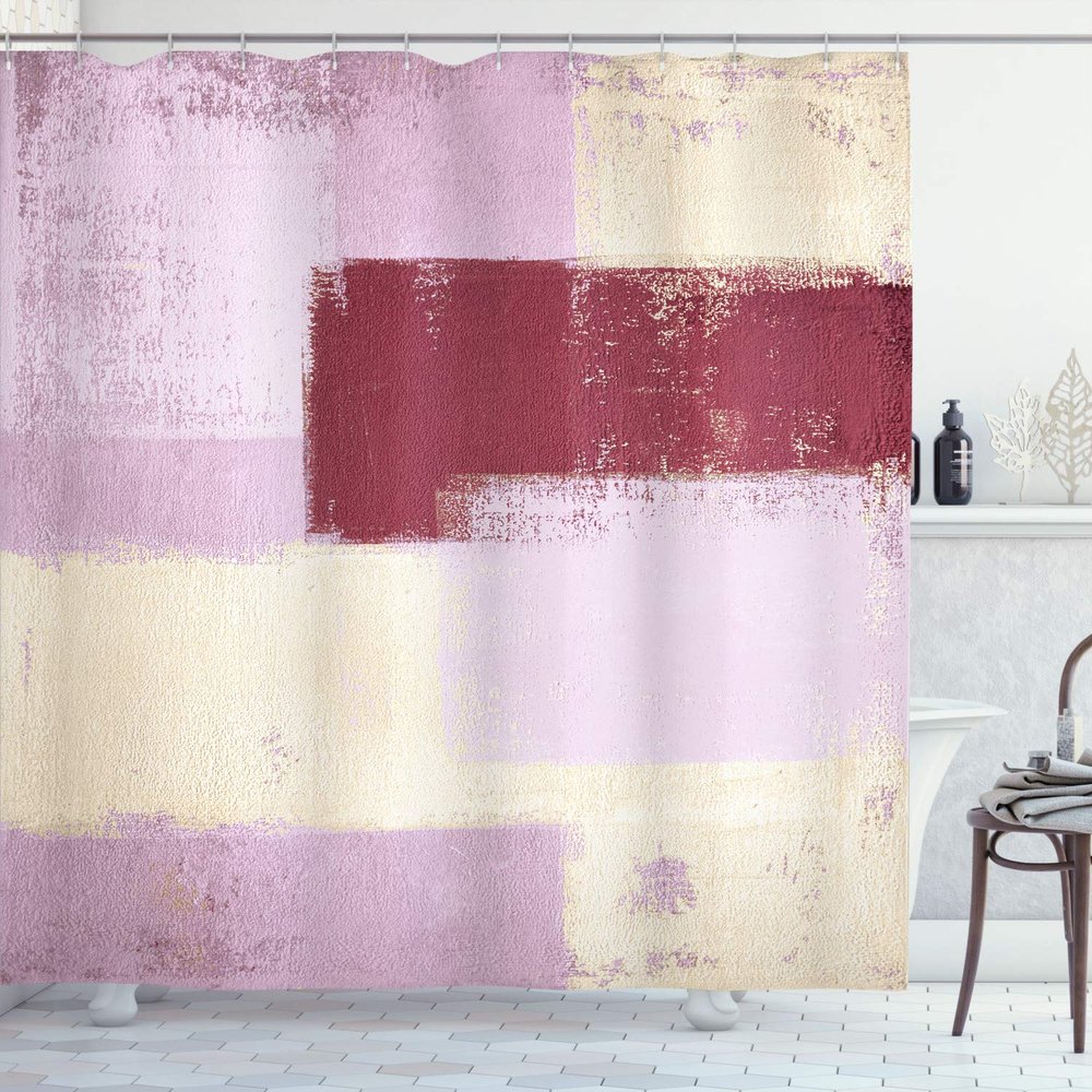Ambesonne Abstract Shower Curtain, Abstract Grunge Style Brushstrokes Painting Contemporary Illustration, Cloth Fabric Bathroom Decor Set with Hooks, 84" Long Extra, Pastel Yellow