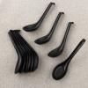 JEATHA Plastic Ramen Noodle Spoons Chinese Tasting Soup Spoons with Long Handle Dinner Tableware for Restaurants Food Shop 5Pcs Black 16cm view 2