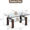 4everwinnerGlass Coffee Table for Living Room, 2-Tier Rectangle Coffee Table Tube Legs Modern End Side Table with Lower Shelf, Espresso,Brown view 3