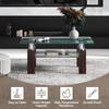 4everwinnerGlass Coffee Table for Living Room, 2-Tier Rectangle Coffee Table Tube Legs Modern End Side Table with Lower Shelf, Espresso,Brown view 4