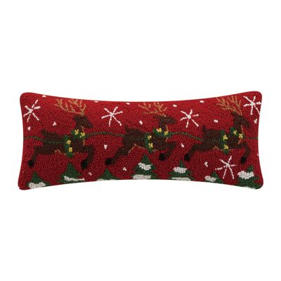 Peking Handicraft 31TG853C20OB Prancing Reindeer Hook Pillow, 20-inch Length, Wool and Cotton