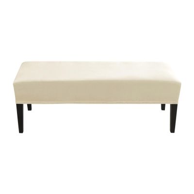 CLGTY Velvet Bench Cover Stretch, Non Slip Soft Bench Slipcover Removable Washable Furniture Protector for Living Room, Kitchen, Bedroom-Beige-Universal