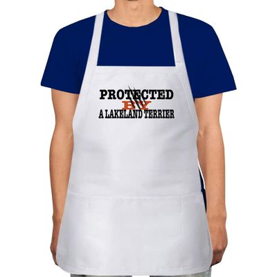 Makoroni - PROTECTED BY A LAKELAND TERRIER Dog Pet Apron Adjustable Kitchen Chef Apron with 2 Pockets Cooking Baking, DesF35