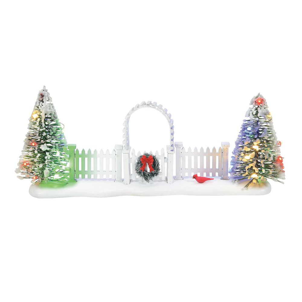 Department 56 Village Accessories Cardinal Christmas Gate Lit Figurine, 3.5 Inch, Multicolor
