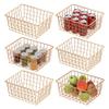 4 PACK - Gold Wire Storage Basket Organizer Bin Baskets for Kitchen Cabinets Freezer Office Bedroom Bathroom view 1