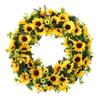 BESTOYARD 1pc Artificial Garland Round Flower Leaves Vine Wedding Decor Hanging Welcome Sign Summer Wreaths for Front Door Sunflower Vines Dried Baby Extra Large Ornament Wooden Rattan view 1