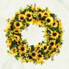 BESTOYARD 1pc Artificial Garland Round Flower Leaves Vine Wedding Decor Hanging Welcome Sign Summer Wreaths for Front Door Sunflower Vines Dried Baby Extra Large Ornament Wooden Rattan view 2