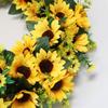 BESTOYARD 1pc Artificial Garland Round Flower Leaves Vine Wedding Decor Hanging Welcome Sign Summer Wreaths for Front Door Sunflower Vines Dried Baby Extra Large Ornament Wooden Rattan view 3