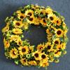 BESTOYARD 1pc Artificial Garland Round Flower Leaves Vine Wedding Decor Hanging Welcome Sign Summer Wreaths for Front Door Sunflower Vines Dried Baby Extra Large Ornament Wooden Rattan view 4