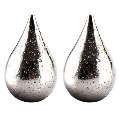 2pcs Reusable Water Drop Shape Chilling Stones Stainless Steel for Wine and Whiskey Keep Drinks Cool Without for All Occasions