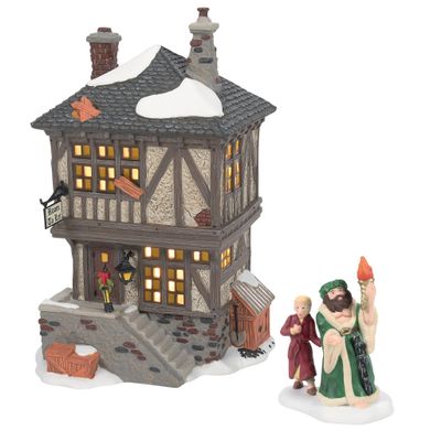 Department 56 Porcelain Dickens Village a Christmas Carol Visiting The Miner's Home Building and Figurine Set, 7.87 Inch, Multicolor