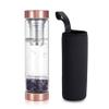 Yoption Crystal Water Bottle, Natural Amethyst Healing Glass Water Bottle, Includes a Loose Leaf Tea Infuser Bottle and Protective Sleeve view 1