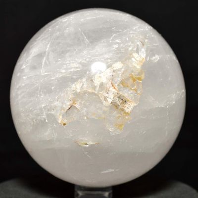 2.8" 530g Clear White Quartz Sphere Polished Natural Sparkling Gemstone Crystal Mineral Ball - India + Stand