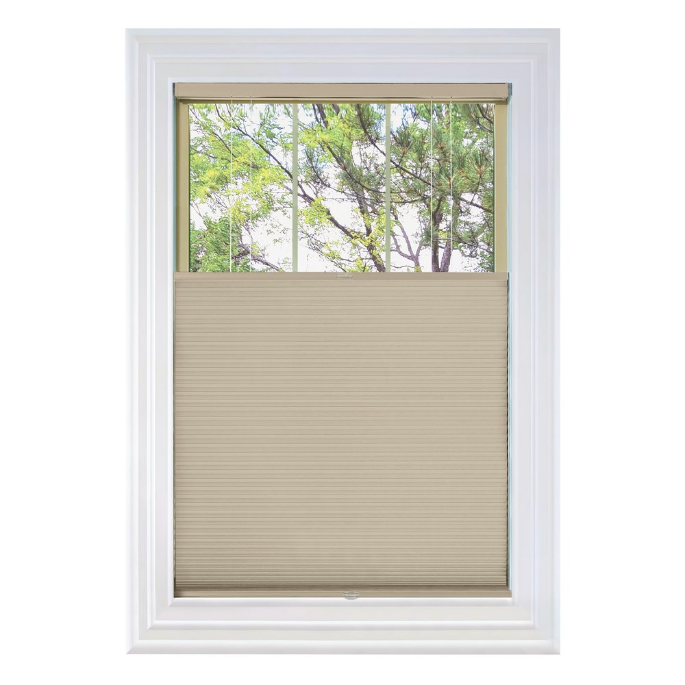 BlindsAvenue Cordless Top Down Bottom Up Cellular Honeycomb Shade, 9/16" Single Cell, Blackout, Fawn, Size: 27" W x 48" H